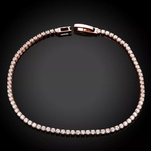 18 karat rose gold plated tennis bracelet - Picture 4 of 5